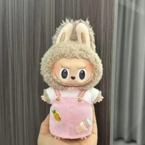 Pink Pineapple Overalls Outfit for Labubu Figure – Kawaii Treat Edition